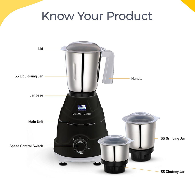 KENT DYNA MIXER GRINDER 500W 3 JAR