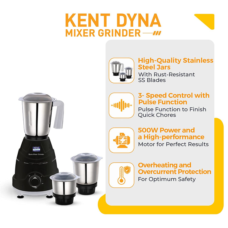 KENT DYNA MIXER GRINDER 500W 3 JAR